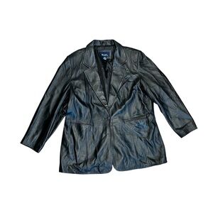 Denim&Co Black Leather Blazer Jacket Size 1X